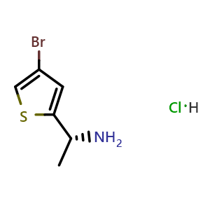 Chemical structure of (1R)-1-(4-bromothiophen-2-yl)ethan-1-amine hydrochloride , CAS 2343963-75-5, AChemBlock W172241