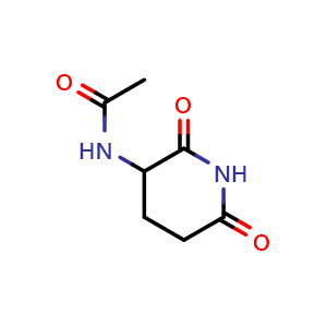Chemical structure of N-(2,6-Dioxo-3-piperidinyl)acetamide , CAS 1468-52-6, AChemBlock W172262