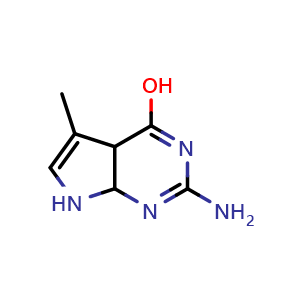 Chemical structure of 2-amino-5-methyl-7,7a-dihydro-4aH-pyrrolo[2,3-d]pyrimidin-4-ol , AChemBlock W172264
