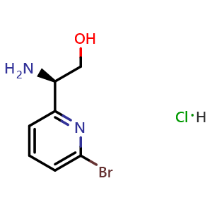 Chemical structure of (2R)-2-amino-2-(6-bromo(2-pyridyl))ethan-1-ol hydrochloride , CAS 2703745-78-0, AChemBlock W172271