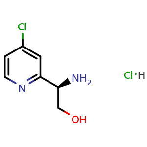 Chemical structure of (2R)-2-amino-2-(4-chloro(2-pyridyl))ethan-1-ol hydrochloride , CAS 2682097-44-3, AChemBlock W172273