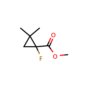 Chemical structure of Methyl 1-Fluoro-2,2-dimethylcyclopropanecarboxylate , CAS 2222981-41-9, AChemBlock W172279