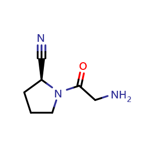 Chemical structure of (S)-1-(2-aminoacetyl)pyrrolidine-2-carbonitrile , CAS 914070-99-8, AChemBlock W172283