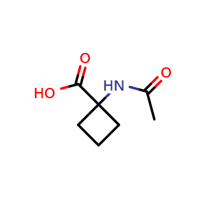 Chemical structure of 1-Acetamidocyclobutane-1-carboxylic acid , CAS 98431-83-5, AChemBlock W172288
