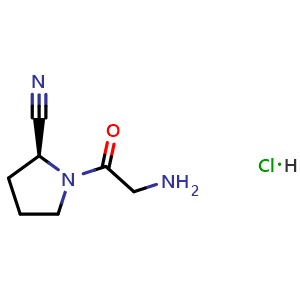 Chemical structure of (S)-1-(2-aminoacetyl)pyrrolidine-2-carbonitrile hydrochloride , CAS 913980-23-1, AChemBlock W172295