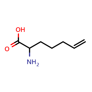 Chemical structure of 2-Amino-6-heptenoic acid , CAS 10325-17-4, AChemBlock W172311