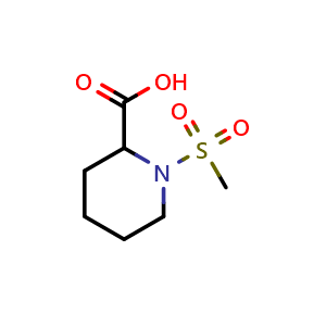 Chemical structure of 1-(Methylsulfonyl)-2-piperidinecarboxylic acid , CAS 1008975-54-9, AChemBlock W172316