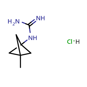 Chemical structure of 1-(3-methyl-1-bicyclo[1.1.1]pentanyl)guanidine;hydrochloride , CAS 2940951-82-4, AChemBlock W172317
