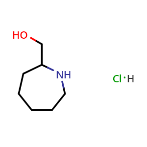 Chemical structure of azepan-2-ylmethanol;hydrochloride , CAS 66928-78-7, AChemBlock W172342