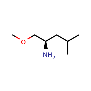 Chemical structure of (2R)-1-methoxy-4-methyl-pentan-2-amine , CAS 340740-41-2, AChemBlock W172354