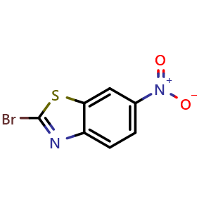 Chemical structure of 2-bromo-6-nitrobenzothiazole , CAS 2516-37-2, AChemBlock W172376