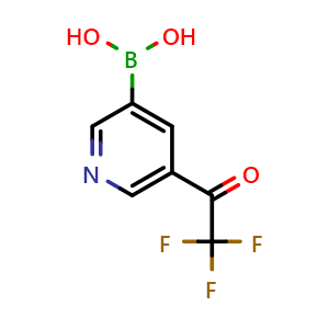Chemical structure of (5-(2,2,2-trifluoroacetyl)pyridin-3-yl)boronic acid , CAS 1310384-93-0, AChemBlock W172386