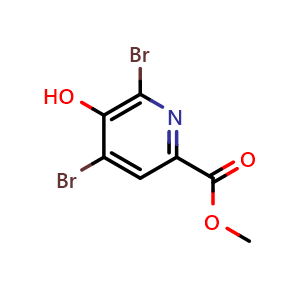 Chemical structure of methyl 4,6-dibromo-5-hydroxy-pyridine-2-carboxylate , CAS 64354-25-2, AChemBlock W172387