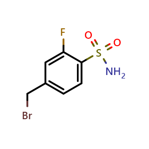 Chemical structure of 4-(bromomethyl)-2-fluoro-benzenesulfonamide , CAS 1645275-47-3, AChemBlock W172414