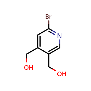 Chemical structure of [2-bromo-5-(hydroxymethyl)-4-pyridyl]methanol , CAS 2891599-30-5, AChemBlock W172433
