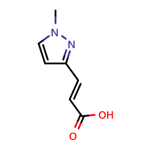 Chemical structure of (E)-3-(1-methylpyrazol-3-yl)prop-2-enoic acid , CAS 1445894-12-1, AChemBlock W172449