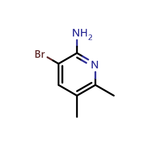 Chemical structure of 2-Amino-3-bromo-5,6-dimethylpyridine , CAS 161091-49-2, AChemBlock W172458
