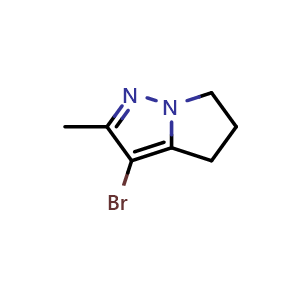 Chemical structure of 3-bromo-2-methyl-5,6-dihydro-4H-pyrrolo[1,2-b]pyrazole , CAS 1254163-68-2, AChemBlock W172463