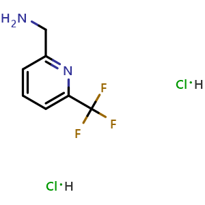Chemical structure of 6-(trifluoromethyl)pyridine-2-methylamine dihydrochloride , CAS 916211-40-0, AChemBlock W172465