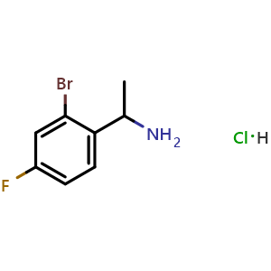 Chemical structure of 1-(2-bromo-4-fluorophenyl)ethanamine hydrochloride , CAS 2705377-22-4, AChemBlock W172480
