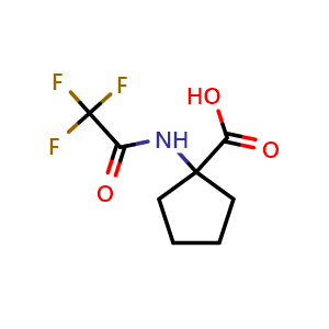 Chemical structure of 1-(2,2,2-Trifluoroacetamido)cyclopentanecarboxylic acid , CAS 151159-24-9, AChemBlock W172497