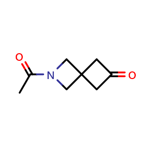 Chemical structure of 2-acetyl-2-azaspiro[3.3]heptan-6-one , CAS 2641314-23-8, AChemBlock W172527