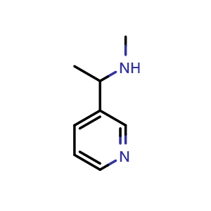 Chemical structure of N-Methyl-1-(pyridin-3-yl)ethanamine , CAS 120741-33-5, AChemBlock W172539