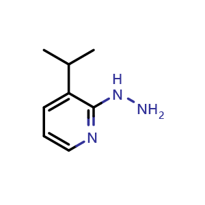 Chemical structure of 2-hydrazinyl-3-isopropylpyridine , CAS 1202940-77-9, AChemBlock W172554