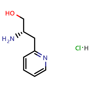 Chemical structure of (2S)-2-amino-3-(pyridin-2-yl)propan-1-ol hydrochloride , CAS 2703745-99-5, AChemBlock W172567