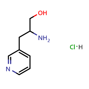 Chemical structure of 2-amino-3-(pyridin-3-yl)propan-1-ol hydrochloride , CAS 1803600-24-9, AChemBlock W172571