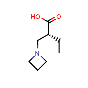 Chemical structure of (2R)-2-(azetidin-1-ylmethyl)butanoic acid , CAS 2803376-28-3, AChemBlock W172580
