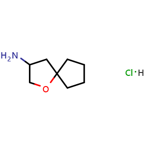 Chemical structure of 1-oxaspiro[4.4]nonan-3-amine;hydrochloride , CAS 2059931-73-4, AChemBlock W172586