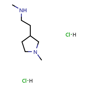 Chemical structure of N,N-Dimethyl-3-pyrrolidineethanamine dihydrochloride , CAS 2060006-15-5, AChemBlock W172609