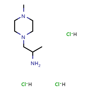 Chemical structure of 1-(4-Methylpiperazin-1-yl)propan-2-amine trihhydrochloride , CAS 54151-53-0, AChemBlock W172611