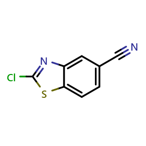 Chemical structure of 2-chloro-1,3-benzothiazole-5-carbonitrile , CAS 385432-46-2, AChemBlock W172613