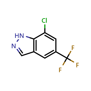 Chemical structure of 7-chloro-5-(trifluoromethyl)-1H-indazole , CAS 2921886-83-9, AChemBlock W172622