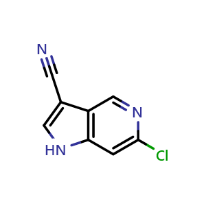 Chemical structure of 6-Chloro-1H-pyrrolo[3,2-c]pyridine-3-carbonitrile , CAS 1260381-90-5, AChemBlock W172624