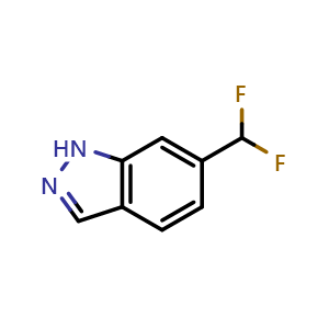 Chemical structure of 6-(difluoromethyl)-1H-indazole , CAS 1204298-78-1, AChemBlock W172638