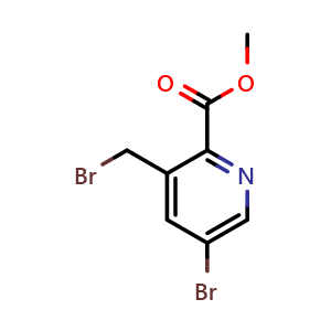 Chemical structure of Methyl 5-Bromo-3-(bromomethyl)pyridine-2-carboxylate , CAS 1048678-21-2, AChemBlock W172646