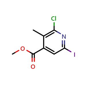 Chemical structure of methyl 2-chloro-6-iodo-3-methylisonicotinate , CAS 1043870-58-1, AChemBlock W172655