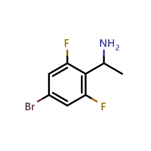Chemical structure of 1-(4-bromo-2,6-difluorophenyl)ethan-1-amine , CAS 1149384-85-9, AChemBlock W172665