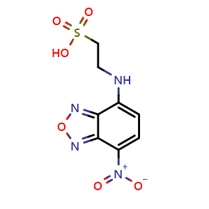 Chemical structure of 2-((7-nitrobenzo[c][1,2,5]oxadiazol-4-yl)amino)ethanesulfonic acid , CAS 75472-45-6, AChemBlock W172689