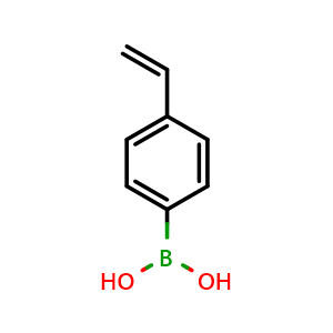 Chemical structure of 4-Vinylbenzeneboronic acid , CAS 2156-04-9, AChemBlock W172692
