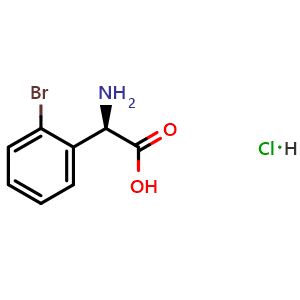 Chemical structure of (2R)-2-amino-2-(2-bromophenyl)acetic acid hydrochloride , CAS 1391545-90-6, AChemBlock W172698