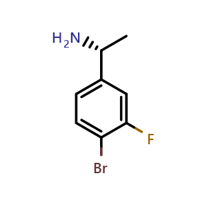 Chemical structure of (1R)-1-(4-bromo-3-fluorophenyl)ethylamine , CAS 1241679-91-3, AChemBlock W172699