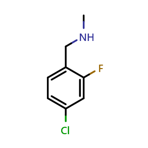Chemical structure of [(4-chloro-2-fluorophenyl)methyl](methyl)amine , CAS 1094641-62-9, AChemBlock W172705