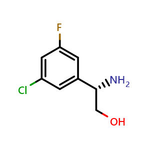 Chemical structure of (2S)-2-amino-2-(5-chloro-3-fluorophenyl)ethan-1-ol , CAS 1213574-69-6, AChemBlock W172713