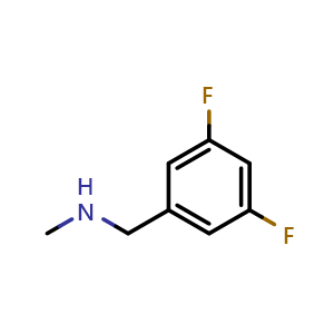 Chemical structure of [(3,5-difluorophenyl)methyl](methyl)amine , CAS 90390-28-6, AChemBlock W172718