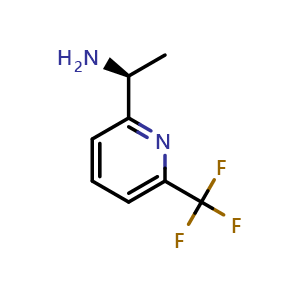 Chemical structure of (1S)-1-[6-(trifluoromethyl)(2-pyridyl)]ethylamine , CAS 1213212-53-3, AChemBlock W172722
