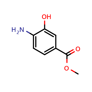 Chemical structure of Methyl 4-amino-3-hydroxybenzenecarboxylate , CAS 63435-16-5, AChemBlock W172729